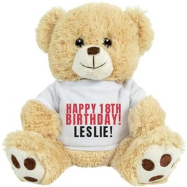 Customized Girl Cuddly Happy 18th Birthday: 10 Inch Teddy Bear Stuffed Animal