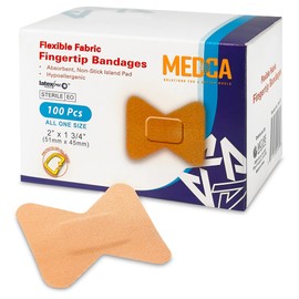 MEDca Flexible Fabric Bandages - Flex Fabric Adhesive Bandages Finger-Tip Bandages for Finger Care and to Protect Wounds from Infection - (100 Count Box)
