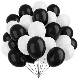 Black and White Balloons, 67 Pieces, 12 Inch White Black Thickened Latex Balloons for Birthday, Anniversary, Wedding, Graduation, Party Decoration..