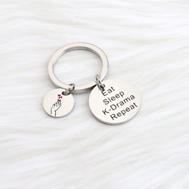 SEIRAA K-Drama Keychain Korean Drama Fan Gift Eat Sleep K-Drama Repeat Funny Korean Drama Lovers Jewelry (K-Drama Keychain)