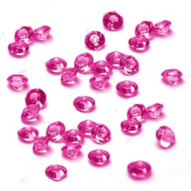 100 Dark Shocking Pink Wedding Event Table Scatter Crystals in Fuchsia Grade A - (6.5mm)