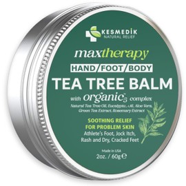 KESMEDIK Tea Tree Oil MaxTherapy Balm, Itchy Skin Relief, Soothing for Rashes, Jock Itch, Athlete’s Foot, Chafing, Insect Bites, Folliculitis, Dry Sensitive Skin, Effective & Safe for All Ages, 1-Pack
