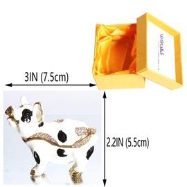 Waltz&F Spotted Pig Figurine Collectible Hinged Trinket Box Bejeweled Animal Hand-Painted Ring Holder Decoration