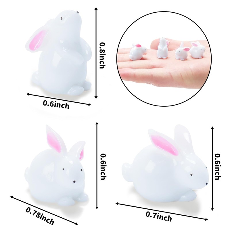 Exasinine Mini Rabbit Easter Bunny Miniature Figure Animal Model Fairy