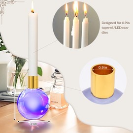 Louxiar Set of 2 Candle Holders, Round-Shaped Candlestick Holders for Taper Candles, Glass Candle Stick Holders Candle Stand, Table Centerpieces for Wedding Dinner Party Home Decor