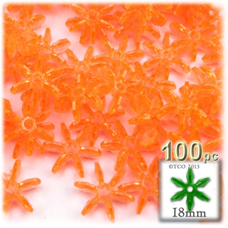 100pc Faceted Plastic Transparent Beads Starflake 18mm Clear Beads