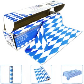52 in x 100 Ft Oktoberfest Table Roll Party Accessory with Slide Cutter Plastic Table Cloth Roll Oktoberfest Bavarian Blue Diamonds Tablecover for German Themed Party Decorations