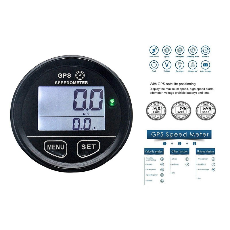 GPS Speedometer, 2.36" DC1024V GPS Speedometer Odometer LCD Digital Gauge
