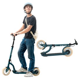 Aero A8 Two Wheel Scooters for Kids 8-12, Teens and Adults. Kick Scooter for Boys and Girls with Pneumatic Air Tire, Hand Controlled Drum Brake, Rubber Mat, Max 220lbs, Foldable and Height Ajustable