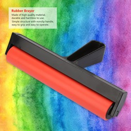 Wakects Rubber Roller, Lino Roller Rubber Roller with Handle Art Craft Oil Painting Tool 10/15/20 Cm Roll Paint Brush for Printing Graphics, Stamping, Gluing, Crafts (20cm)