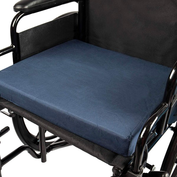 DMI Seat Cushion for Wheelchairs, Mobility Scooters, Office and Kitchen Chairs or Car Seats to Add Support and Comfort while Reducing Pressure and Stress on Back, 2 inches thick, 16 x 18, Navy Blue