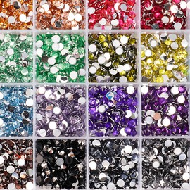 24000Pcs Nail Art Rhinestones, BetterJonny 24 Colors 3mm Round Nail Flatback Rainbow Gems Set with Tweezers and Pencil AB Glitter Flat-Bottomed Rhinestone for Crafts Decoration and Jewelry Making