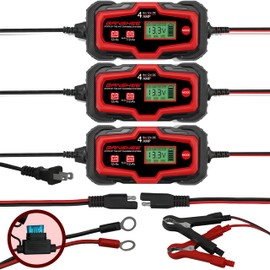 3 Pack of 6V 12V 4A Trickle Battery Chargers Lead Acid Power Battery Maintainer for Car, Reconditioner/Desulfator