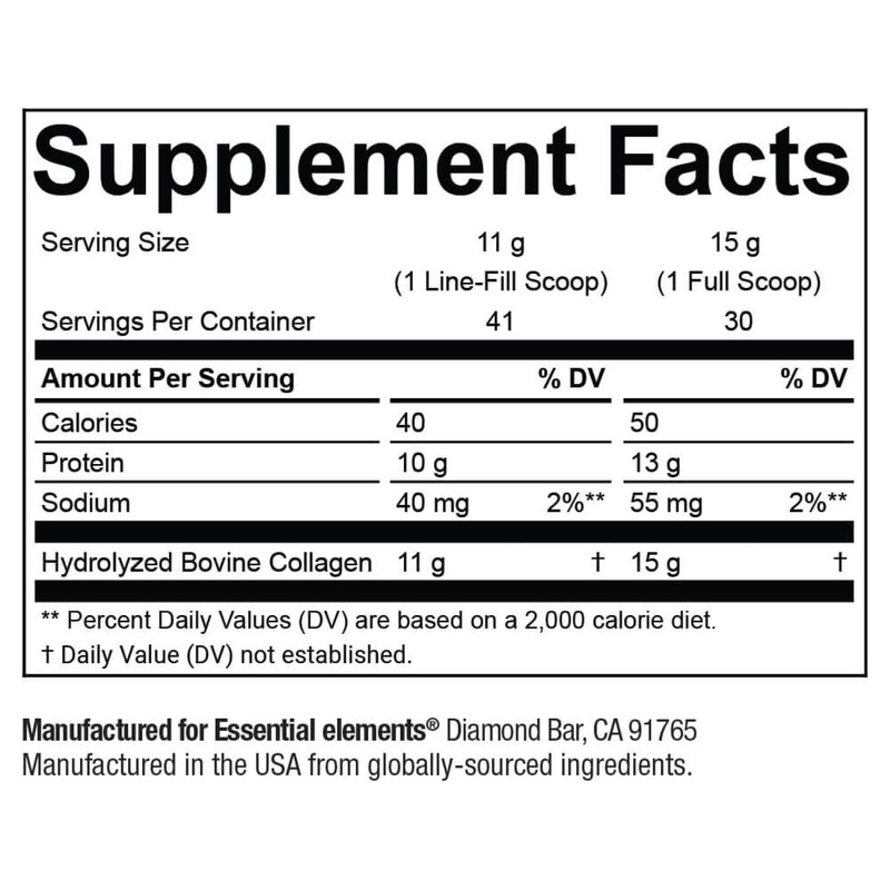 Essential Elements Hydrolyzed Collagen Peptides Powder for Men & Women