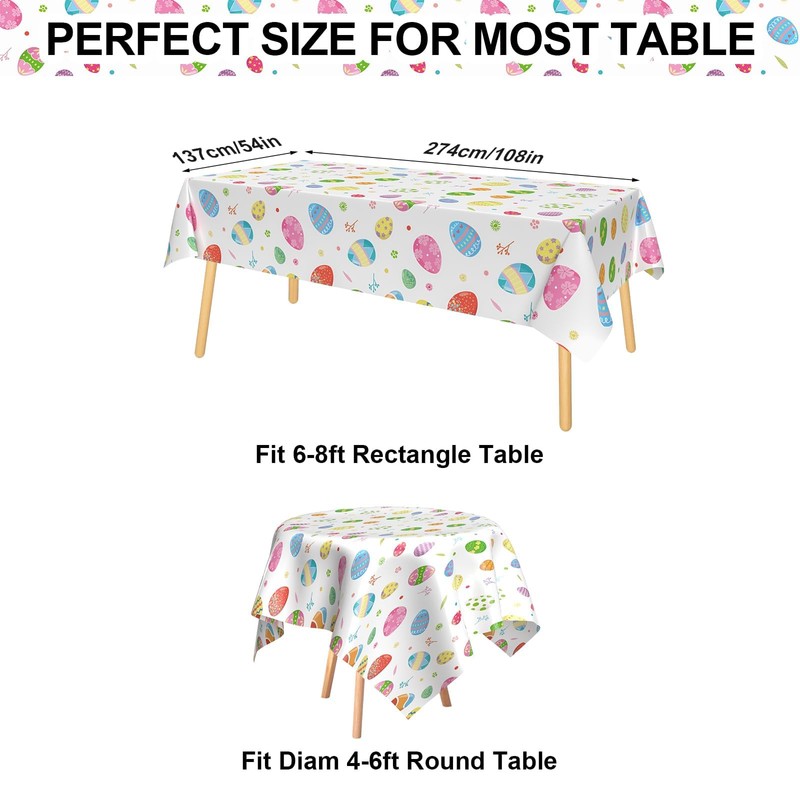 Xinvery Easter Tablecloth,Easter Party Tablecloth Colourful Egg Cartoon Table Cover