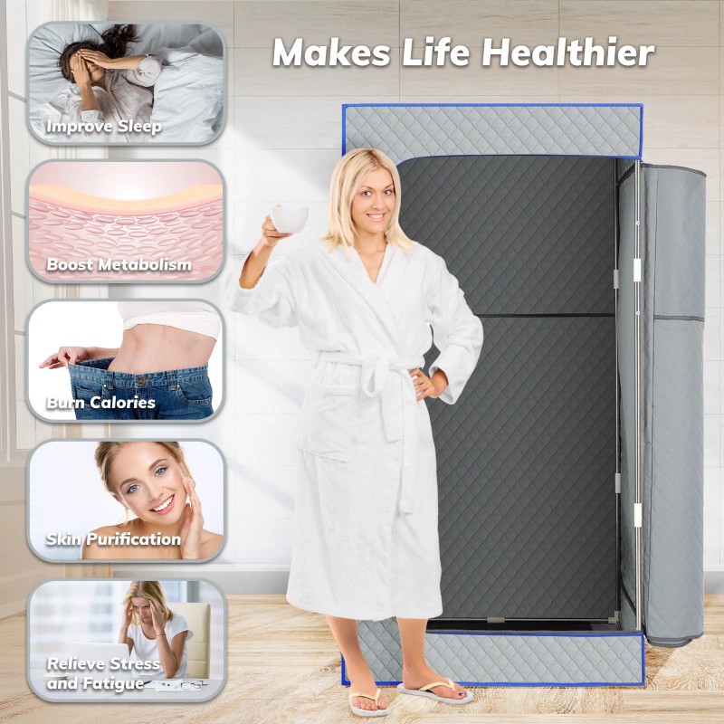 Bufferzone Portable Sauna for Home, Waterproof Personal Sauna Box with