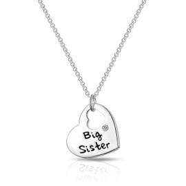 Philip Jones Big Sister Heart Necklace with Quote Card Created with Zircondia® Crystals