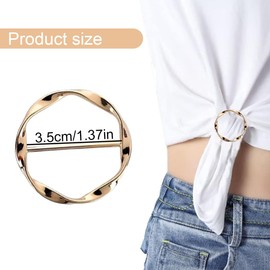 RAMGLYO Pack of 6 Women's Metal Belt Buckle, T Shirt Clip, Buckle, Silk Scarf Ring, Hem Knot Shirt Tie Clip, Girls Buckles and Clasps (Gold)