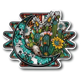 Moon Cactus Desert 5 Inch Waterproof Decal Sticker Wall Window Tie-dye Alien Stoner Stones Psychedelic Mushroom Hippie Green Rainbow Galaxy Rock Gypsy Indian Trible Sunflower CS1401-2PK