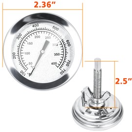 Hisencn 2'' Temperature Gauge for Char Griller Replacement Parts, for Chargriller 5050 5650 3001 2190, Oven Thermometer for Charbroil 463251414 463250212, Grill Thermometer for Chargriller Parts