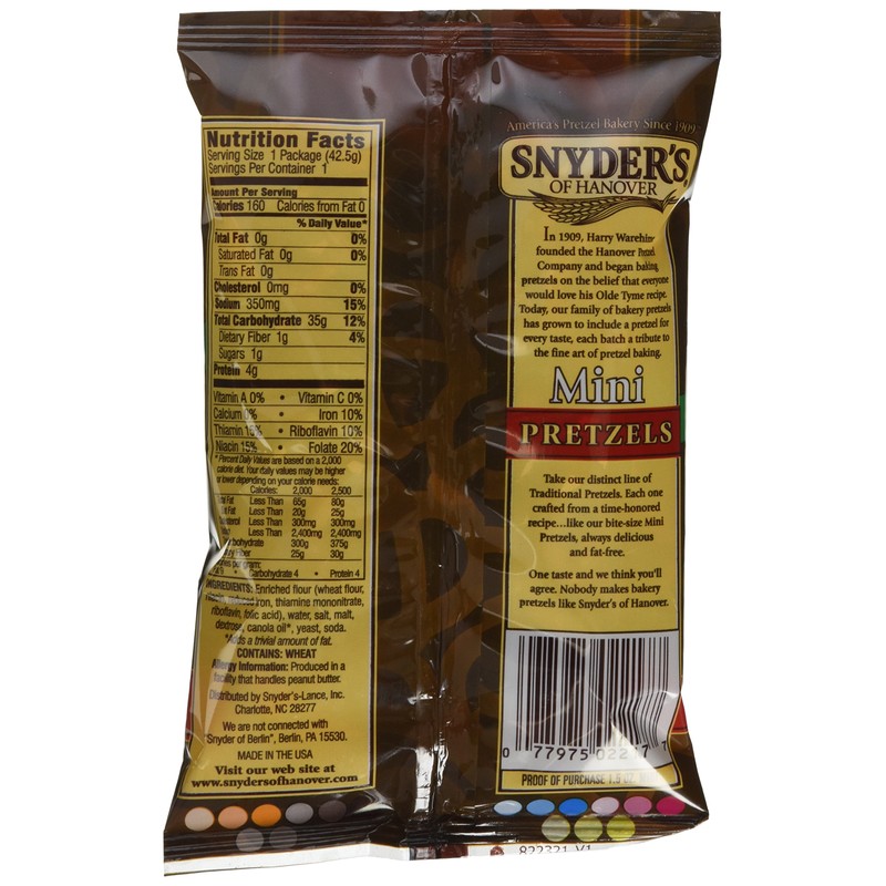 Snyder's of Hanover Mini Pretzels, 1.5 oz bags, 48-Count