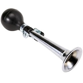 SUPIA 7 Inches Bike Metal Air Horn, Retro Kids Classic Vintage Loudspeaker for Vehicles Bicycles Golf Cart (Silver)