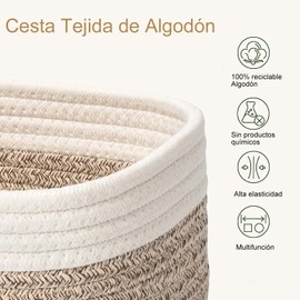 Yoqiren 3 Cesta de almacenamiento tejida, caja de almacenamiento de baño de cuerda de algodón tejida, juguetes para el hogar cesta de almacenamiento ovalada