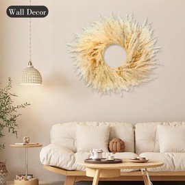 Pampas Grass Wreath - Pampas Wreath, Boho Wreath, Natural Pampas Grass Wreath, 20 Inch Real Boho Pampas Grass Wreath, Fall Decor Wreaths, Farmhouse Wreath, Front Door Wreaths for All Seasons