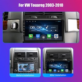 Car Stereo for VW Touareg 2003-2010 with Wireless Carplay Android Auto, 9 Inch Touchscreen Android 13 Double Din Car Radio Receiver Head Unit GPS Navi Bluetooth WiFi FM Mirror Link AHD Backup Camera