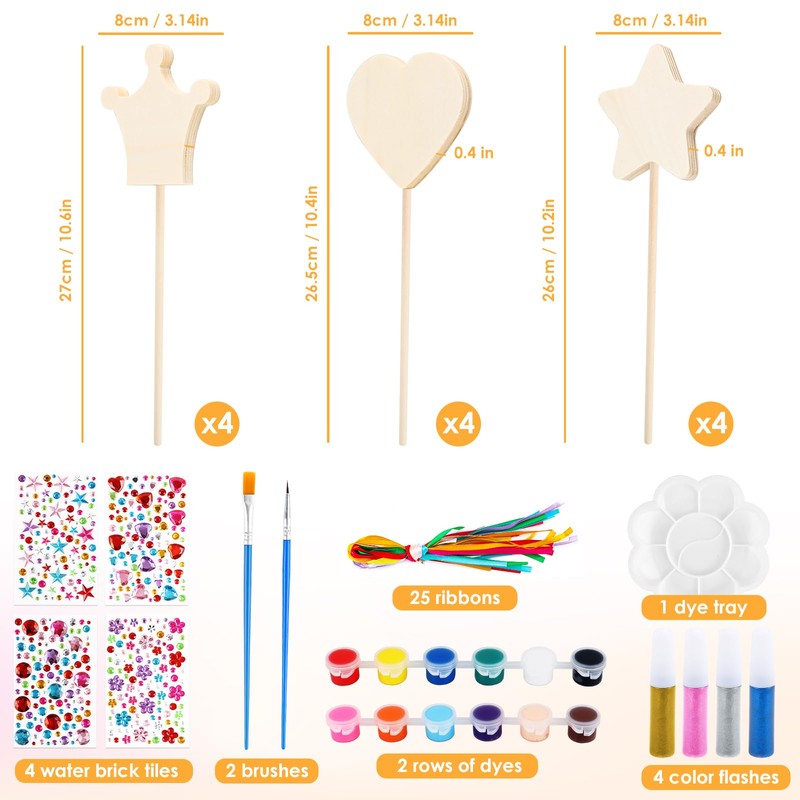 Magic Wand Craft Set DIY, Wooden Wand for Children, Fairy