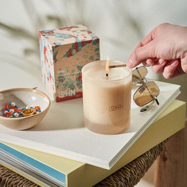 Lohn Sand Scented Candle - Luxury Jar Candle for Home Decor, Long Lasting Soy Wax Blend, Clean Ingredients, Copal & Palo Santo, 50 Hour Burn Time, 7.5 oz, White