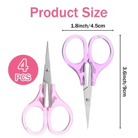 4 Pcs Mini Scissors, Small Travel Scissors Sharp with Safety Cover for Crafting, Sewing, Embroidery, Knit & Crochet (4 Colors)