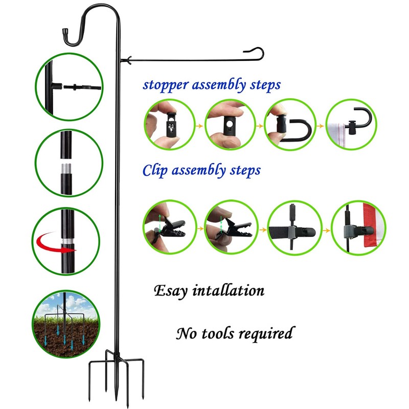 Garden Flag Stand and Shepherd Hook,48 Inch Garden Flag Pole