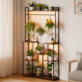 aboxoo Plant Stand Indoor with Grow Light ,71" Tall Metal Plant Shelf Indoor,Large Plant Rack with Grow Lights,Heavy-Duty Rectangle Display Shelves for Living Room, Patio, Corner