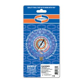 Uniweld G430ND 3-1/8" Blue/Low Pressure NPF® Gauge W/Boot, (PSI °F) (R410a/R22/R404a/R134a)