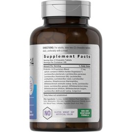 Horbäach Probiotics 6 Billion CFUs | 200 Chewable Tablets | Berry Flavor | 14 Probiotic Strains | Vegetarian, Non-GMO & Gluten Free Supplement for Men