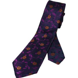 Best Item: Narrow Necktie, Men's, Slim Tie, 2.4 inches (6 cm), Thin, Width, Washable, Checked, Polka Dot, Paisley, Small Pattern, Liberty Pattern, 48. liberty purple_navy