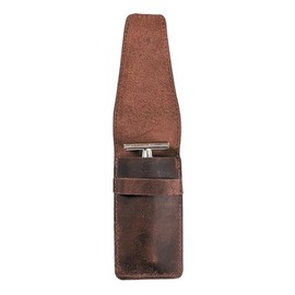Funda de cuero para maquinilla de afeitar de seguridad, accesorios de afeitado, esenciales para el cuidado personal, hecha a mano: marrón