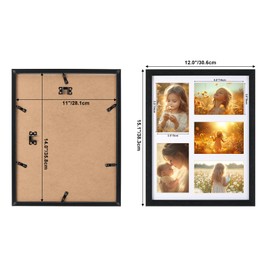 Serwrsw 4 Pack 11x14 Collage Frames for 4x6 Pictures, 5 Opening 4x6 Black Collage Frame for Wall Photo