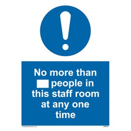 5 Pack - No more than xxx people in this staff room at any one time Sign - 150 x 200mm - A5P