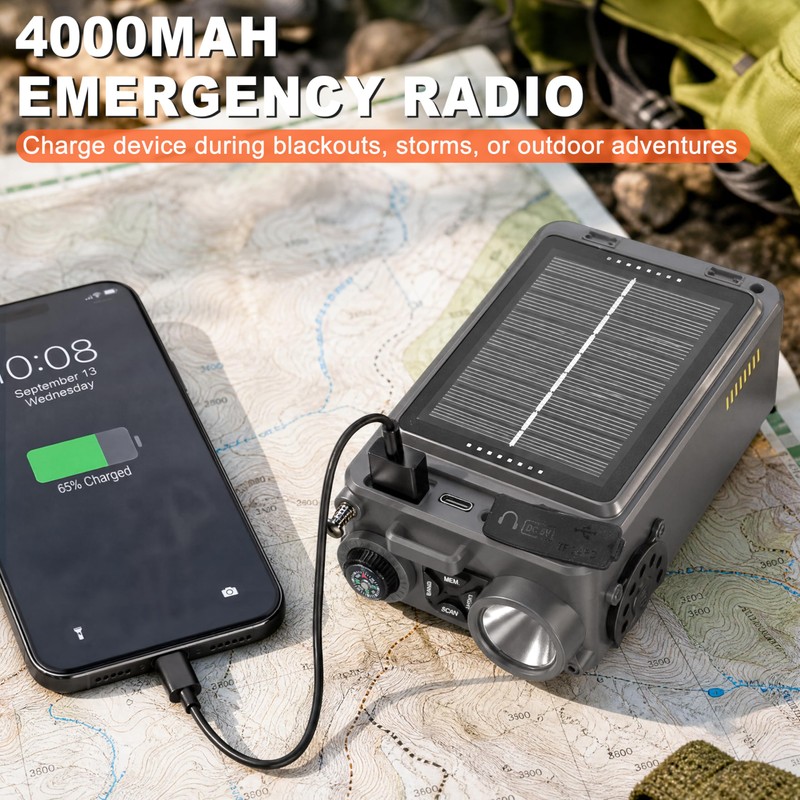 RunningSnail Solar Hand Crank Emergency Radio, NOAA Weather Alert, AM/FM/SW