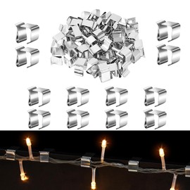 MEISO Pack of 50 Gutter Hooks for Christmas Lighting, Gutter Hooks for Fairy Lights, S Clip Hooks, String Lights Holder, Christmas Lighting, Kitchen, Garden (14mm x 20mm)