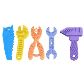 5 Pack Juguetes de Dentición, Mordederas de Silicona para Bebés, Libre de BPA, Aliviar el Dolor de las Encías para Bebés de 0 a 12 Meses, Juguetes para Primeras Etapas de Bebé, Juguetes de Dentición para Recién Nacidos