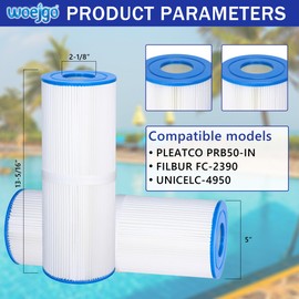 woejgo Spa Filter Compatible with PRB50-IN, Pool Filter for C-4950, FC-2390, J210/J220/J235/J245/J275, 03FIL1600, 373045, 5x13 Drop-in Pool Filter (White x 1)