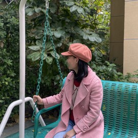 Womens Wool Fashion All-Match Autumn Newsboy Hat, Classic Spring Visor Beret, Ladies Winter Felt Retro Cabbie Cap (Khaki)