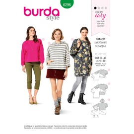 Burda Sewing Pattern 6296, Sweater [Ladies 8-10] to Sew Yourself, Ideal for Beginners [L1]