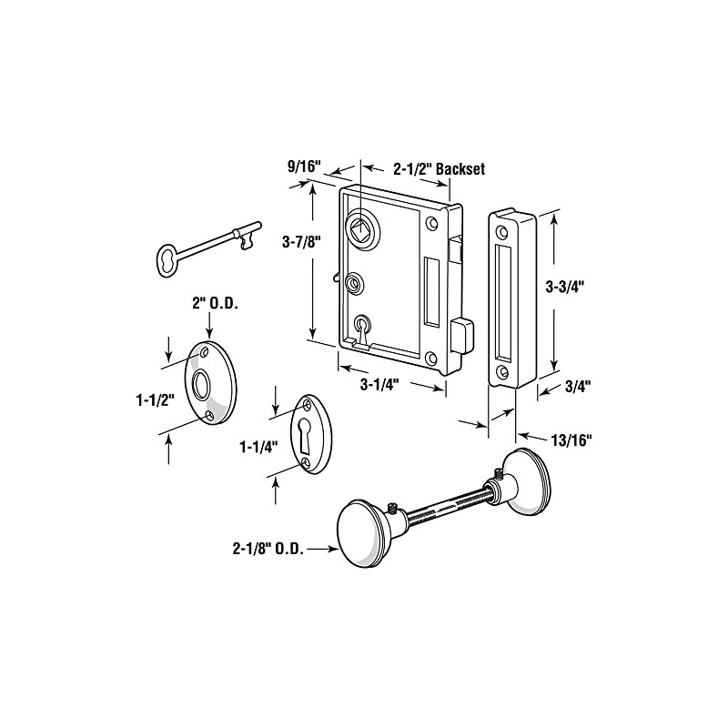 Prime-Line E 2437 Vertical Trim Vintage Lock Set – Cast