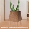 Indoor Woven Planter with Stand, Rattan-Style Plastic Flower Pot Holder,