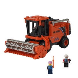 Combine Harvester Tractor Toys - with 2 Random Mini Figurine Men, Simulating Wheat Cutting Scenes, Realistic Combination Harvester Joint Movable Farm Car Toys Gift for Kids Children Age 3+ (Orange)