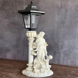 Sengocis Motherly Love Solar Garden Statue - Elegant Milky White Large Outdoor Figurine Featuring Lantern for Patio, Yard, Garden Decor. Gift for Birthday, Housewarming